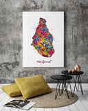 Montserrat Map Watercolor Print Montserrat Art Wall Art Wedding Gift Honeymoon Gift Map Wall Hanging Map Art Gift Wall Wanderlust Art-1371