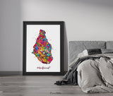 Montserrat Map Watercolor Print Montserrat Art Wall Art Wedding Gift Honeymoon Gift Map Wall Hanging Map Art Gift Wall Wanderlust Art-1371