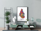 Montserrat Map Watercolor Print Montserrat Art Wall Art Wedding Gift Honeymoon Gift Map Wall Hanging Map Art Gift Wall Wanderlust Art-1371
