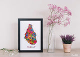 Montserrat Map Watercolor Print Montserrat Art Wall Art Wedding Gift Honeymoon Gift Map Wall Hanging Map Art Gift Wall Wanderlust Art-1371