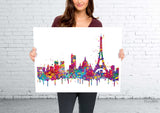 Paris Skyline, Paris Watercolor Print, Paris Painting, Travel Gift, Paris Poster, Wedding Gift, Anniversary Gift, Wall Hanging, Travel-937
