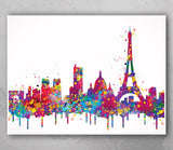 Paris Skyline, Paris Watercolor Print, Paris Painting, Travel Gift, Paris Poster, Wedding Gift, Anniversary Gift, Wall Hanging, Travel-937