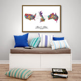 Personalised Map Print Watercolor Print Any Three Maps Moving Abroad Present Distance Gifts Country to Country Customized Wall Art-2945