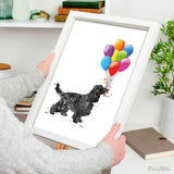 Cocker Spaniel with Balloon Watercolor Print Wall Art Dog Art Doglover Wall Decor Art Pet Dog Memorial Gift Wall Hanging Pet Loss Gift-1756
