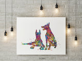Doberman Dogs Watercolor Print Doberman Print Poster Gift Pet Dog Love Puppy Memorial Dog Gift Doberman Guard Security Doglover Dog Art-1847