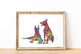 Doberman Dogs Watercolor Print Doberman Print Poster Gift Pet Dog Love Puppy Memorial Dog Gift Doberman Guard Security Doglover Dog Art-1847
