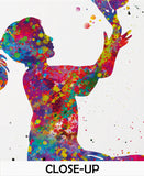 Wheelchair Basketball Girl Watercolor Print Female Woman Basketball Player Gift Wall Art Kids Gift Sports Handball Disability Gift-1773