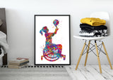 Wheelchair Basketball Girl Watercolor Print Female Woman Basketball Player Gift Wall Art Kids Gift Sports Handball Disability Gift-1773