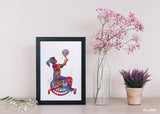 Wheelchair Basketball Girl Watercolor Print Female Woman Basketball Player Gift Wall Art Kids Gift Sports Handball Disability Gift-1773