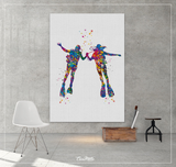 Scuba Divers Couple Love Watercolor Canvas Print Coastal Living Art Print Wall Art Diving Underwater Wall Decor Canvas Art Wall Hanging-793 - CocoMilla