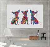 Three Chihuahua Dogs Watercolor Print Poster Gift Pet Dog Love Puppy Friend Animal Dog Doglover Poster Pet Wall Art Animal Art Dog Art-1505 - CocoMilla