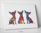Three Chihuahua Dogs Watercolor Print Poster Gift Pet Dog Love Puppy Friend Animal Dog Doglover Poster Pet Wall Art Animal Art Dog Art-1505 - CocoMilla