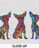 Three Chihuahua Dogs Watercolor Print Poster Gift Pet Dog Love Puppy Friend Animal Dog Doglover Poster Pet Wall Art Animal Art Dog Art-1505 - CocoMilla