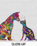 Cat and Dog Watercolor Print Pet Gift Pet Dog Love Friend Dog Friendship Gift Housewarming Gift Pet Wall Art Doglover Gift Veterinary-1636 - CocoMilla