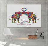 Elephant Together Quote Watercolor Print Wedding Gift Anniversary Gift Couple Print Valentines Day Housewarming Gift Family Wall Art-1447 - CocoMilla