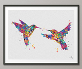 Hummingbirds Watercolor Print Wedding Gift Wall Art Hummingbird Poster Watercolor Bird Painting Bird Print Christmas Gift Wall Hanging-975 - CocoMilla