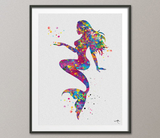 Mermaid Girl Watercolor Print Princess Decor Art Wall Art Teen Room Like a Girl Decor Party Wall Decor For Girl Mermaid Art Home Decor-200 - CocoMilla
