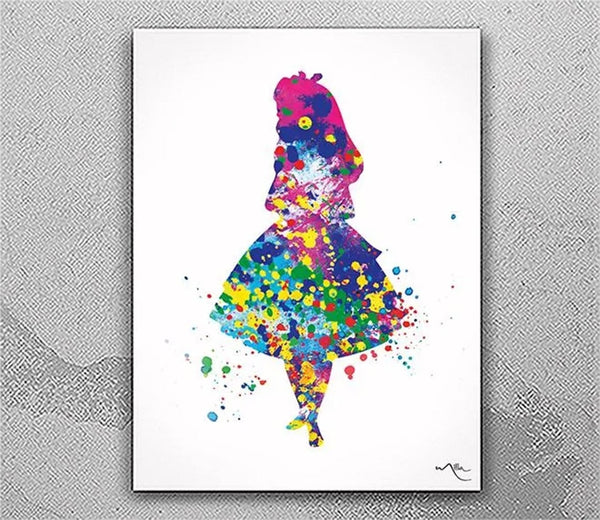 Alice in Wonderland Watercolor Print Baby Shower Gift For Girls Nursery Decor Kids Wall Art Party Decor Wall Decor Bedroom Wall Hanging-405