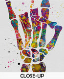 Rock And Roll Skeleton Hand Watercolor Print Music Wall Art Poster Geek Party Rock Hand Sign Rocknroll Wall Art Home Decor Wall Hanging-1243