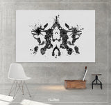 Rorschach Inkblot Test 10th Card Watercolor Print Black Psychology Psychiatry Wall Art Psychotherapist Psychologist Office Medical Art-1284