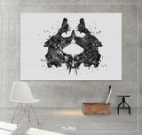 Rorschach Inkblot Test Card 2 BW Watercolor Print Psychology Psychiatry Psychotherapist Psychological Psychologist Office Medical Art-1287