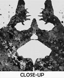 Rorschach Inkblot Test Card 2 BW Watercolor Print Psychology Psychiatry Psychotherapist Psychological Psychologist Office Medical Art-1287