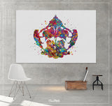 Rorschach Inkblot Test Card 8 Watercolor Print Psychology Psychiatry Psychotherapist Psychological Psychologist Clinic Medical Office-1320