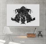 Rorschach Inkblot Test Card 4 BW Watercolor Print Psychology Psychiatry Psychotherapist Psychological Psychologist Clinic Medical Art-1324