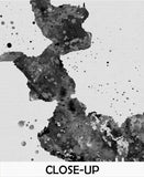 Rorschach Inkblot Test Card 7 BW Watercolor Print Psychology Psychiatry Psychotherapist Psychological Psychologist Clinic Medical Art-1319