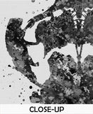 Rorschach Inkblot Test Card 8 BW Watercolor Print Psychology Psychiatry Psychotherapist Psychological Psychologist Clinic Medical Art-1321