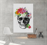 Skull Anatomy Floral Watercolor Print Medical Art Science Art Anatomy with Flowers Neurology Human Skull Dental Tooth Art Skeleton Gift-1354
