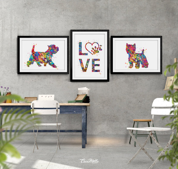 Westie Dog Watercolor Print Set Dog Art West Highland Terrier Animal Poster Doglover Gift Dog Lover Terrier Gift Poster Wall Art Decor-1602