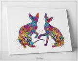 Sphynx Cat Couple Watercolor Print Cat Lover Home Decor Kitty Love Housewarming Gift Pet Loss Gift Hairless Cat Devon Rex Gift Wall Art-291