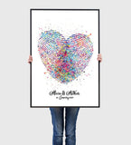 Fingerprint Heart Watercolor Print Housewarming Gift Wall Decor Personalized Gift Wedding Gift LGBT Gay Lesbian Custom Gift Wall Art-1690