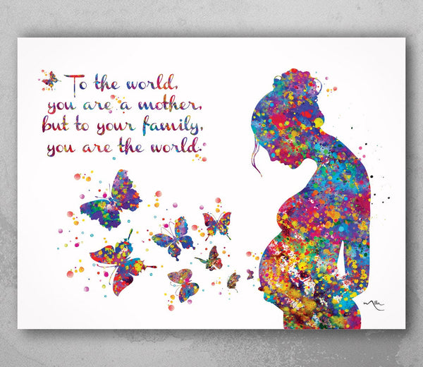 Pregnant Woman Quote Watercolor Print Pregnancy Mom Gift Butterfly Obstetrician Nursing Baby Shower New Mum Art Mother Gift Midwife Gift-343
