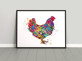 Chicken Watercolor Print Chicken Art Print House Warming Gift Pet Gift Animal Love Nursery Animal Decor Poster Farm Animal Poster-505