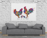 Chicken Family Personalised Watercolor Print Housewarming Gift Family Love Nursery Chicken and Chicks Hen and Baby Chicks Farm Animal-1710