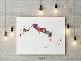 Turks and Caicos Map Watercolor Print Caribbean Islands Map Wall Art Wedding Gift Honeymoon Gift Map Wall Hanging Travel Gift Wall Decor-469