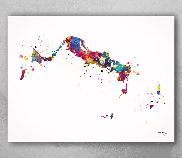 Turks and Caicos Map Watercolor Print Caribbean Islands Map Wall Art Wedding Gift Honeymoon Gift Map Wall Hanging Travel Gift Wall Decor-469