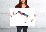 Turks and Caicos Map Watercolor Print Caribbean Islands Map Wall Art Wedding Gift Honeymoon Gift Map Wall Hanging Travel Gift Wall Decor-469