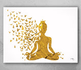 Yoga Art Gold Yogi Yoga Poster Yoga Pose Yoga Print Yoga Woman Watercolor Yoga Studio Sukhasana Pose Yoga Wall Decor Yoga Gift Yoga-929