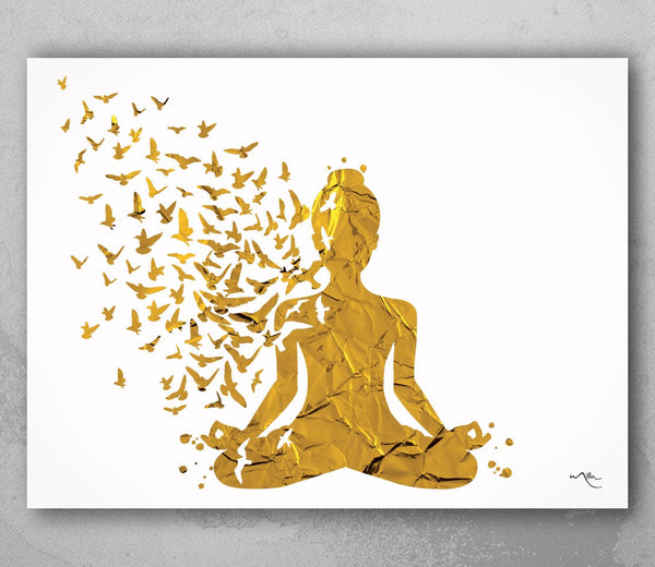 Yoga Art Gold Yogi Yoga Poster Yoga Pose Yoga Print Yoga Woman Watercolor Yoga Studio Sukhasana Pose Yoga Wall Decor Yoga Gift Yoga-929