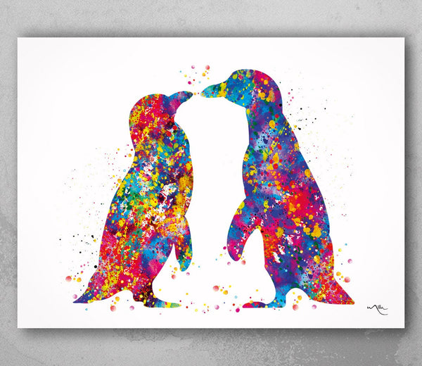 Penguin Watercolor Print, Wedding Gift, Animal Print, Nursery Decor, Wall Art, Animal Wall Decor, Animal Decor, Wall Hanging, Penguins-402
