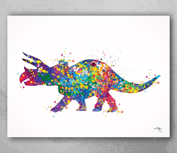 Triceratops Dinosaur Watercolor Print Dino Poster Art Print For Kids Bedroom Children's Wall Art Wall Decor Art Home Decor Wall Hanging-26