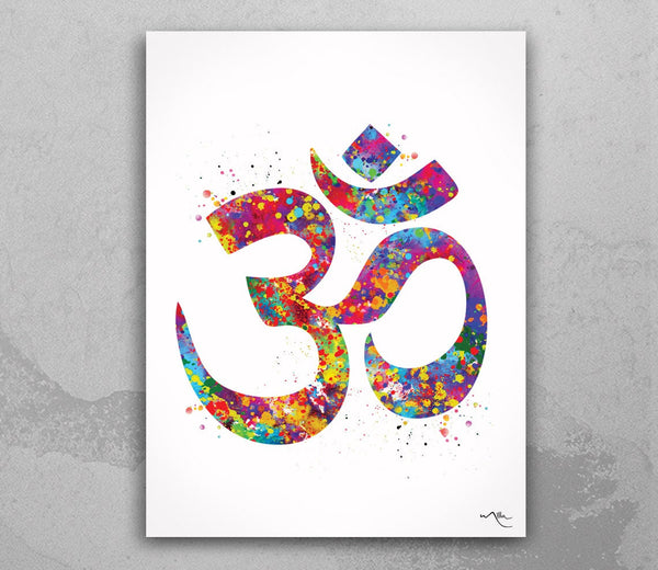 Ohm Symbol Watercolor Om Aum Omkara Hinduism Sign Housewarming Gift Zen Wall Art Yoga Studio Wall Decor Home Decor Wall Hanging Buddha-269