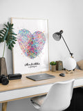 Fingerprint Heart Watercolor Print Housewarming Gift Wall Decor Personalized Gift Wedding Gift LGBT Gay Lesbian Custom Gift Wall Art-1690