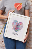 Fingerprint Heart Watercolor Print Housewarming Gift Wall Decor Personalized Gift Wedding Gift LGBT Gay Lesbian Custom Gift Wall Art-1690