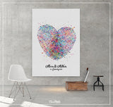 Fingerprint Heart Watercolor Print Housewarming Gift Wall Decor Personalized Gift Wedding Gift LGBT Gay Lesbian Custom Gift Wall Art-1690