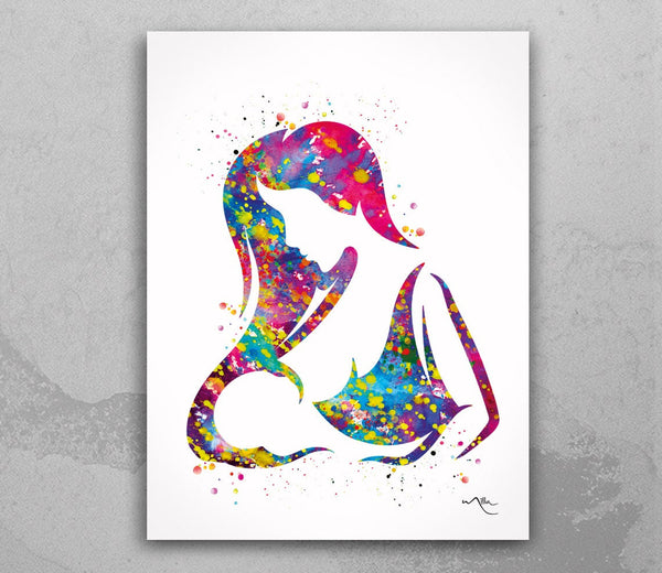Breastfeeding Mother Watercolor Print Mom Newborn Doula Pregnancy Gift Obstetrician Nursing Baby Shower New Mum Art Clinic Midwife Gift-124