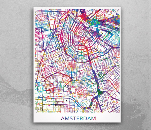 Amsterdam Map Netherland Amsterdam City Map Art Print Wall Art Poster Holland Wall Decor Wanderlust Decor Wall Hanging Travel Decor [NO 788]